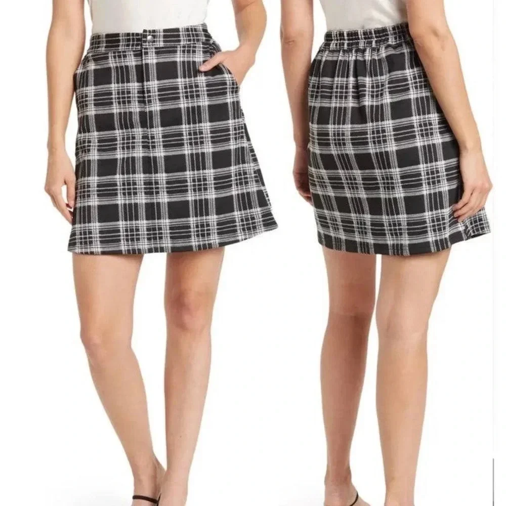 Vero Moda Skirt Fidela Plaid Mini Black